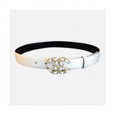 Chanel 2019 Ladies Classic CC Buckle Handicraft Leather Belt - 샤넬 여성 클랙식 CC 버클 핸디크래프트 레더 벨트 Cnl0171x.Size(3.0CM).화이트