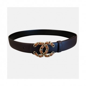 Chanel 2019 Ladies Classic CC Buckle Handicraft Leather Belt - 샤넬 여성 클랙식 CC 버클 핸디크래프트 레더 벨트 Cnl0169x.Size(3.0CM).블랙오렌지버클