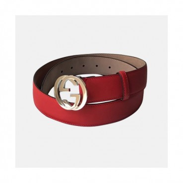 Gucci 2019 Ladies GG Buckle Business Leather Belt - 구찌 신상 여성 GG 버클 비지니스 레더 벨트 Guc0694x.Size(3.7cm).레드은장
