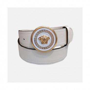 Versace 2019 Collection Ladies Medusa Steel Buckle Leather Belt- 베르사체 컬렉션 여성 메두사 스틸 버클 레더 벨트 Ver0115x.Size(3.8cm).화이트
