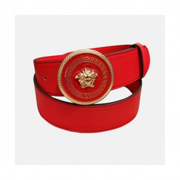 Versace 2019 Collection Ladies Medusa Steel Buckle Leather Belt- 베르사체 컬렉션 여성 메두사 스틸 버클 레더 벨트 Ver0114x.Size(3.8cm).레드