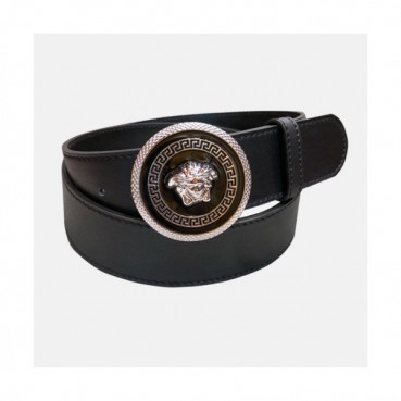 Versace 2019 Collection Ladies Medusa Steel Buckle Leather Belt- 베르사체 컬렉션 여성 메두사 스틸 버클 레더 벨트 Ver0113x.Size(3.8cm).블랙