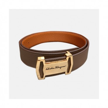 Salvatore Ferragamo 2019 Mens Box Logo Togo Leather Belt - 살바토레 페라가모 남성 박스로고  레더 벨트 Fer0142x.Size(3.5CM).오렌지금장