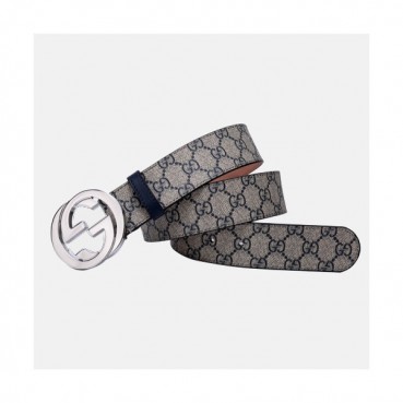 Gucci 2019 Mens GG Buckle Leather Belt - 구찌 신상 남성 GG 버클 레더 벨트 Guc0680x.Size(4.0cm).네이비은장