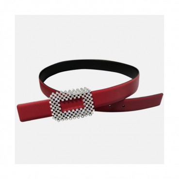 Roger Vivier 2019 Ladies Leather Satin Belt - 로저비비에 여성 새틴 레더 벨트 Rog0025x.Size(3.0cm).레드