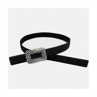 Roger Vivier 2019 Ladies Leather Satin Belt - 로저비비에 여성 새틴 레더 벨트 Rog0020x.Size(3.0cm).블랙
