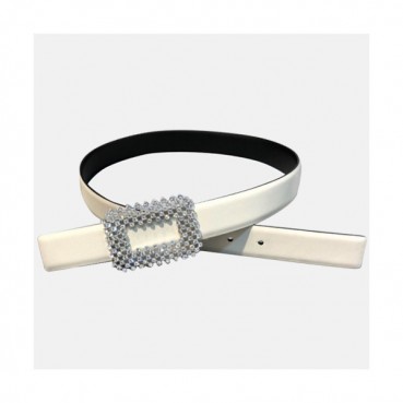 Roger Vivier 2019 Ladies Leather Satin Belt - 로저비비에 여성 새틴 레더 벨트 Rog0019x.Size(3.0cm).화이트