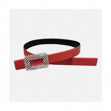 Roger Vivier 2019 Ladies Leather Satin Belt - 로저비비에 여성 새틴 레더 벨트 Rog0018x.Size(3.0cm).레드
