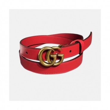 [매장판]Gucci 2019 Ladies GG Buckle Leather Belt - 구찌 신상 여성 GG 버클 레더 벨트 Guc0665x.Size(2.0cm).레드