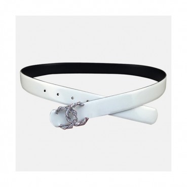 Chanel 2019 Ladies Classic CC Buckle Leather Belt - 샤넬 여성 클랙식 CC 버클 레더 벨트 Cnl0153x.Size(3.0CM).화이트