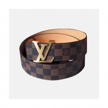 Louis vuitton 2019 Mens Damier Initial Logo Leather Belt - 루이비통 남성 다미에 이니셜 로고 레더 벨트 Lou0732x.Size(4.0cm).브라운금장