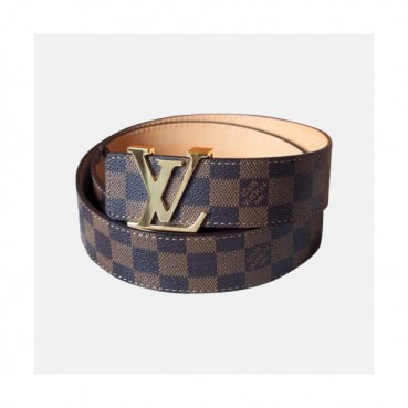 Louis vuitton 2019 Mens Damier Initial Logo Leather Belt - 루이비통 남성 다미에 이니셜 로고 레더 벨트 Lou0731x.Size(4.0cm).브라운금장