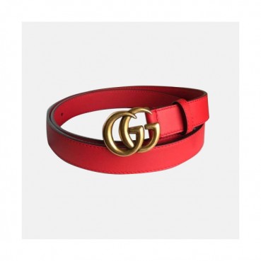 Gucci 2019 Ladies GG Buckle Leather Belt - 구찌 신상 여성 GG 버클 레더 벨트 Guc0659x.Size(2.5cm).레드