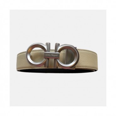 Salvatore Ferragamo 2019 Mens Gancio Leather Belt - 살바토레 페라가모 남성 간치니 레더 벨트 Fer0112x.Size(3.5CM).아이보리은장