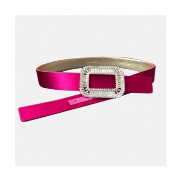 [매장판]Roger Vivier 2019 Ladies PilgrimCrystal Buckle Silk Belt - 로저비비에 필그림 크리스탈 버클 실크 벨트 Rog0014x.Size(3.0cm).핫핑크