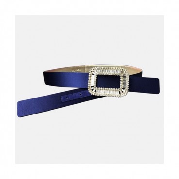 [매장판]Roger Vivier 2019 Ladies PilgrimCrystal Buckle Silk Belt - 로저비비에 필그림 크리스탈 버클 실크 벨트 Rog0013x.Size(3.0cm).블루