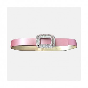 [매장판]Roger Vivier 2019 Ladies PilgrimCrystal Buckle Silk Belt - 로저비비에 필그림 크리스탈 버클 실크 벨트 Rog0012x.Size(3.0cm).연핑크