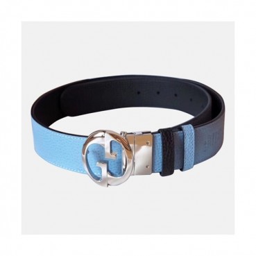 Gucci 2019 Mens GG Buckle Leather Belt - 구찌 신상 남성 GG 버클 레더 벨트 Guc0647x.Size(4.0cm).네이비은장