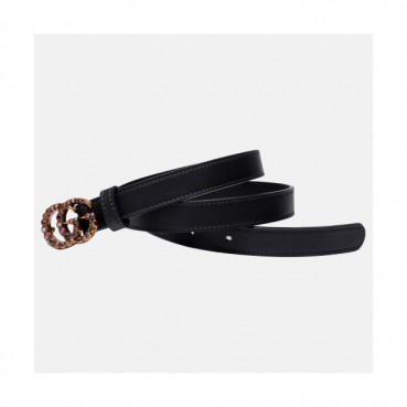 [매장판]Gucci 2019 Ladies GG Cubic Buckle Leather Belt - 구찌 신상 여성 GG 큐빅 버클 레더 벨트 Guc0627x.Size(2.0cm).블랙