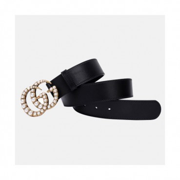 [매장판]Gucci 2019 Ladies GG Pearl Buckle Leather Belt - 구찌 신상 여성 GG 진주 버클 레더 벨트 Guc0622x.Size(4.0cm).블랙