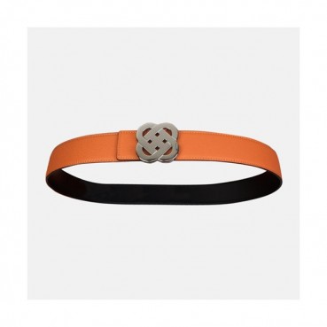 [매장판]Hermes 2019 Ladies Reversible Togo Leather Constance Belt - 에르메스 여성 리버시블 토고 가죽 콘스탄스 벨트 Her0080x.Size(3.8cm).오렌지은장