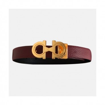 Salvatore Ferragamo 2019 Ladies Gancio Leather Belt - 살바토레 페라가모 여성 간치니 레더 벨트 Fer0100x.Size(2.5CM).버건디금장