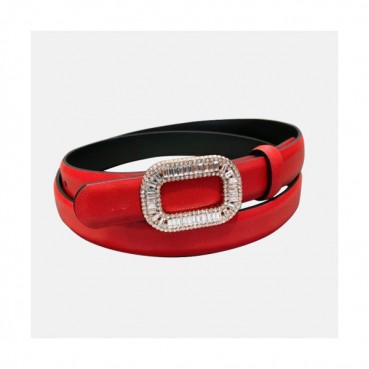 Roger Vivier 2019 Ladies Signature Juwel Buckle Leather Belt - 로저비비에 여성 시그니처 쥬얼리 버클 레더 벨트 Rog0052x.Size(2.0CM).레드