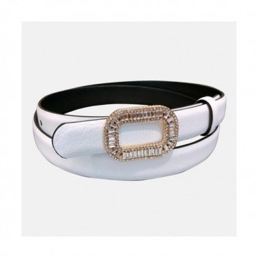 Roger Vivier 2019 Ladies Signature Juwel Buckle Leather Belt - 로저비비에 여성 시그니처 쥬얼리 버클 레더 벨트 Rog0056x.Size(2.0CM).화이트