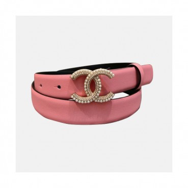 Chanel 2019 Ladies CC Pearl Buckle Leather Belt - 샤넬 여성 CC 진주 버클 레더 벨트 Cnl0135x.Size(2.5CM).핑크