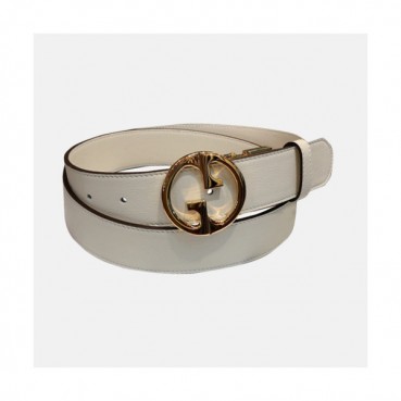 Gucci 2019 Ladies GG Buckle Leather Belt - 구찌 신상 여성 GG 버클 레더 벨트 Guc0615x.Size(3.4cm).아이보리금장