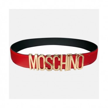 Moschino 2019 Ladies  Logo Plate Calfskin Belt - 모스키노 여성 로고 플렛 카푸스킨 벨트 Mos004x.Size(4.0cm).레드금장