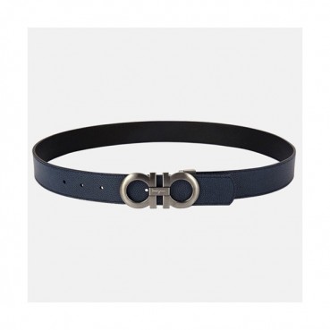 Salvatore Ferragamo 2019 Mens Gancio Business Leather Belt - 살바토레 페라가모 남성 간치니 비지니스 레더 벨트 Fer0097x.Size(3.5CM).네이비실버