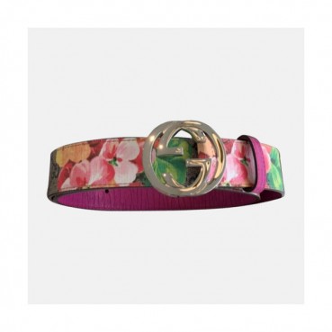 Gucci 2019 Ladies GG Logo Flower Leather Belt - 구찌 신상 여성 GG 로고 플라워 레더 벨트 Guc0613x.Size(3.5cm).핑크은장