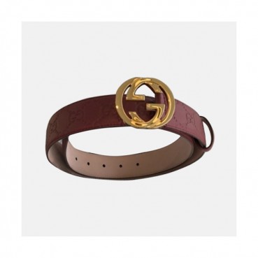 Gucci 2019 Ladies GG Logo Leather Belt - 구찌 신상 여성 GG 로고 레더 벨트 Guc0609x.Size(3.5cm).버건디금장