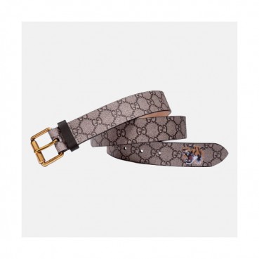 [매장판]Gucci 2019 Mens Signature Tiger Leather Belt - 구찌 신상 남성 시그니처 타이거 레더 벨트 Guc0604x.Size(3.5cm).브라운금장