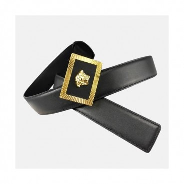 Versace 2019 Collection Mens Medusa Steel Buckle Leather Belt- 베르사체 컬렉션 남성 메두사 스틸 버클 레더 벨트 Ver0109x.Size(3.5cm).블랙금장