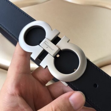 Salvatore Ferragamo 2021 Men's Leather Belt,3.5cm,FERBT0083 - 페라가모 2021 남성용 레더 벨트,3.5cm,블랙