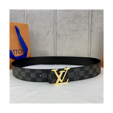 Louis Vuitton 2021 Men's Leather Belt,3.5cm,LOUBT0224 - 루이비통 2021 남성용 레더 벨트,3.5cm,블랙
