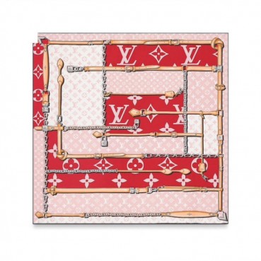 루이비통 여성 체인 스퀘어 90 - Louis vuitton Womens Red Scarf 