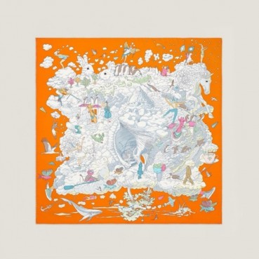 에르메스 여성 오렌지 스카프 - Hermes Womens Orange Scarf 