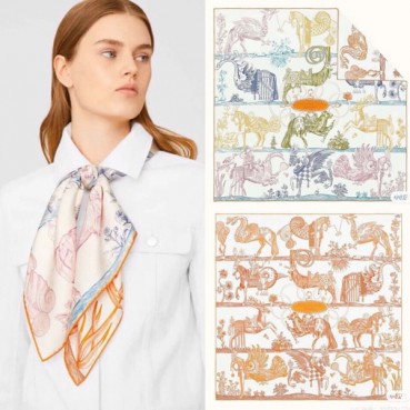 에르메스 여성 오렌지 스카프 - Hermes Womens Orange Scarf 