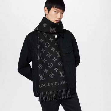 루이비통 남성 블랙 머플러 - Louis vuitton Mens Black Muffler 