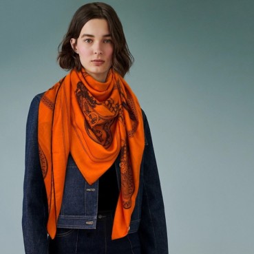에르메스 여성 오렌지 스카프 - Hermes Womens Orange Scarf 