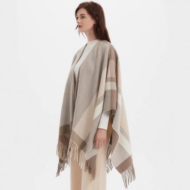 셀린느 여성 그레이 양면 판쵸 - Celine Womens Gray Pancho 