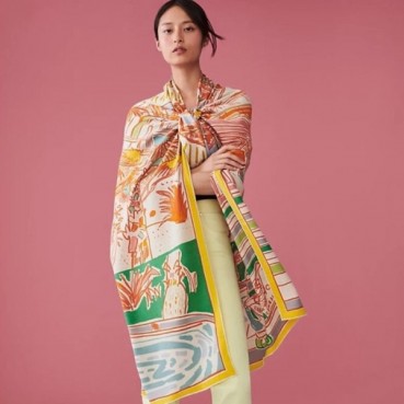 에르메스 여성 오렌지 스카프 - Hermes Womens Orange Scarf 
