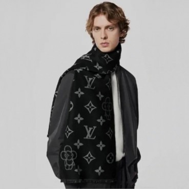 루이비통 남/녀 블랙 머플러 - Louis vuitton Unisex Black Muffler 
