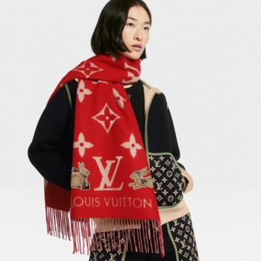 루이비통 여성 레드 머플러 - Louis vuitton Womens Red Muffler 