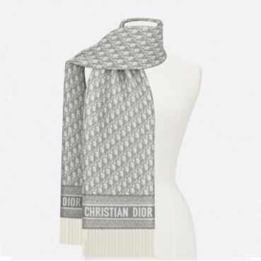 디올 남성 오블리크 그레이 머플러 - Dior Mens Gray Muffler 