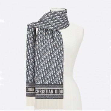 디올 남성 오블리크 네이비 머플러 - Dior Mens Navy Muffler 