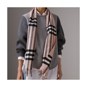 [버버리] 클래식 체크 캐시미어 남여공용 애쉬 로즈 스카프 bu0019w - Burberry Classic Check Cashmere Rose Scarf